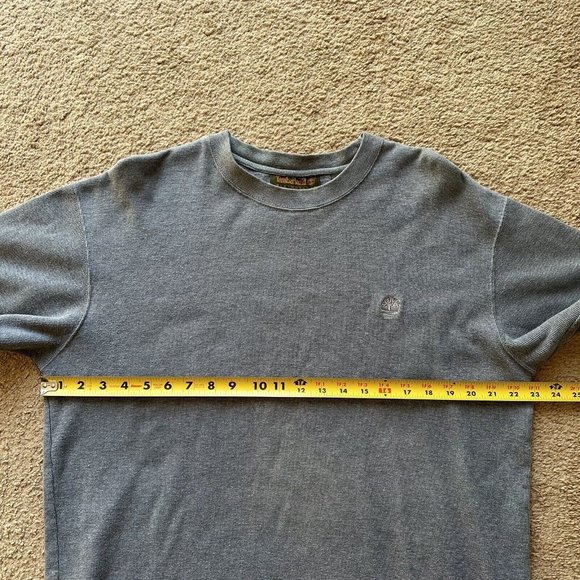 Timberland Sweater Mens Large *Stain* Crewneck Short Sleeve Grey Logo - Picture 8 of 10